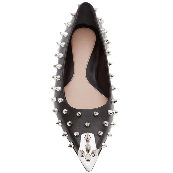 Alexander McQueen Punk Spike Studded Pointed Toe Flats - Picture 2 of 13